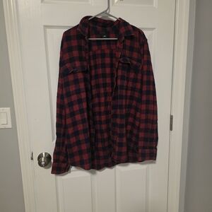 Obey Red and Black Plaid Casual Shirt